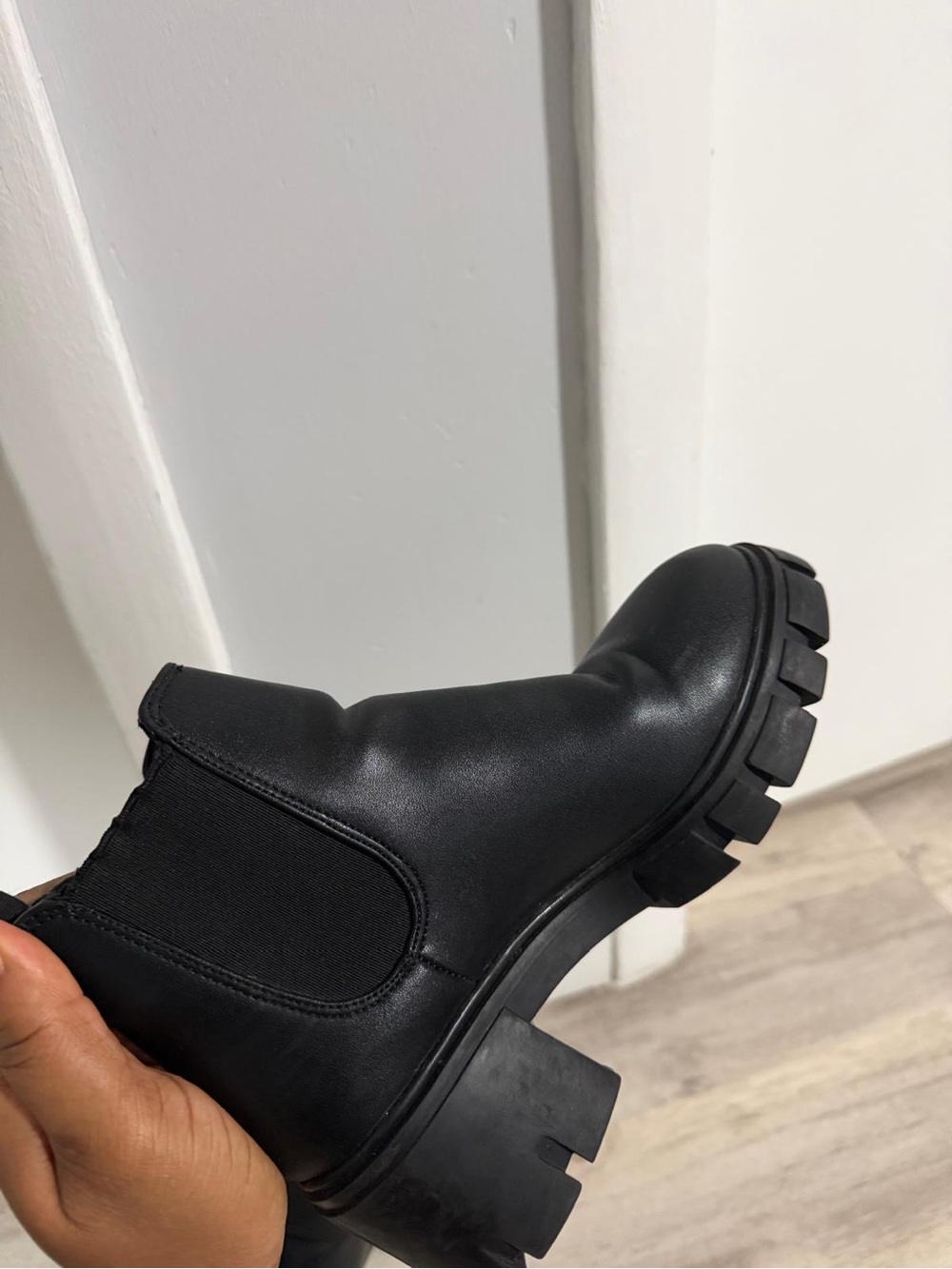 Steve Madden Black Chunky Lug Chelsea Booties